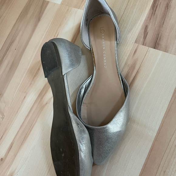 LC LAUREN CONRAD gold sparkle d’orsay flats - Picture 6 of 7